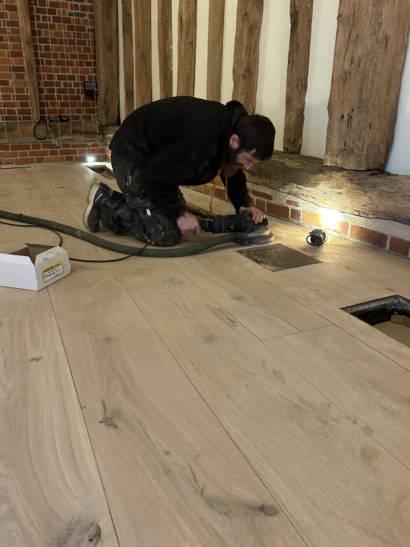 Beautiful Oak flooring restoration in a barn wedding venue in Hertfordshire from Ironwood Flooring Services